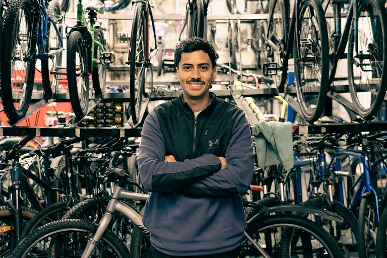 Hollingsworth Cycles team member in the Templeogue shop, ready to help with Cycle to Work